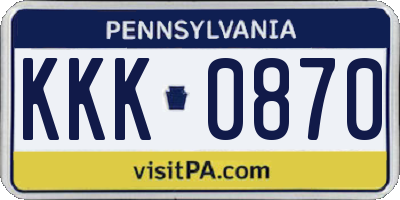PA license plate KKK0870