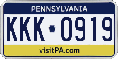 PA license plate KKK0919