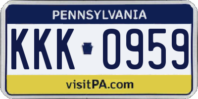 PA license plate KKK0959