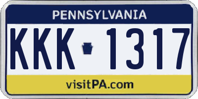 PA license plate KKK1317