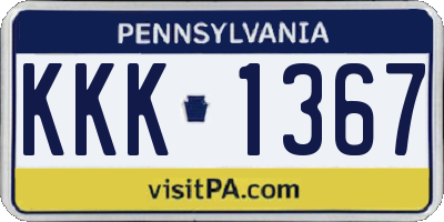 PA license plate KKK1367
