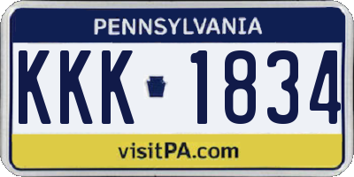 PA license plate KKK1834
