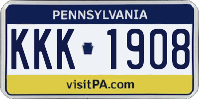 PA license plate KKK1908