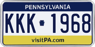 PA license plate KKK1968