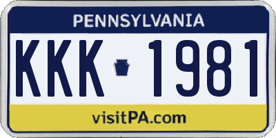 PA license plate KKK1981