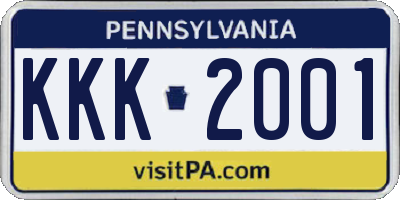 PA license plate KKK2001