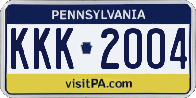 PA license plate KKK2004