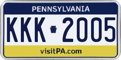 PA license plate KKK2005