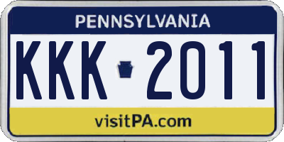 PA license plate KKK2011