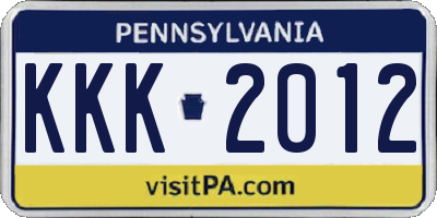 PA license plate KKK2012