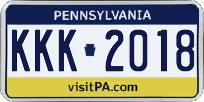 PA license plate KKK2018
