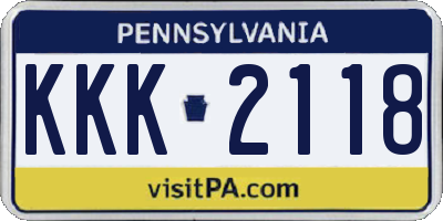 PA license plate KKK2118