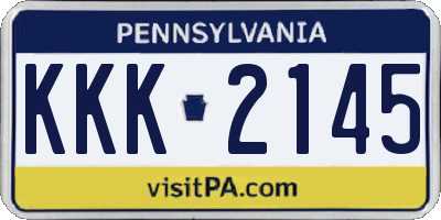 PA license plate KKK2145