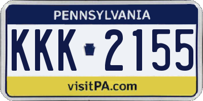 PA license plate KKK2155