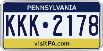 PA license plate KKK2178