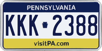 PA license plate KKK2388