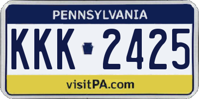 PA license plate KKK2425