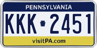 PA license plate KKK2451