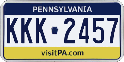 PA license plate KKK2457