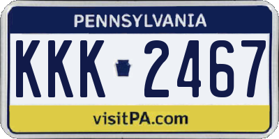 PA license plate KKK2467