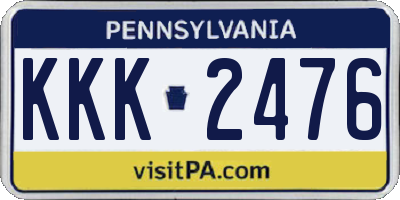 PA license plate KKK2476