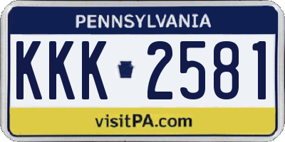 PA license plate KKK2581