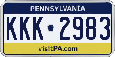 PA license plate KKK2983