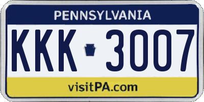 PA license plate KKK3007
