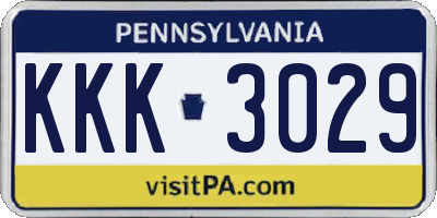 PA license plate KKK3029