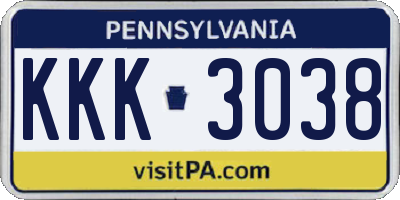 PA license plate KKK3038