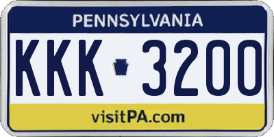 PA license plate KKK3200