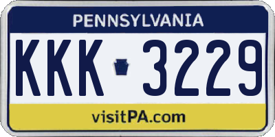PA license plate KKK3229