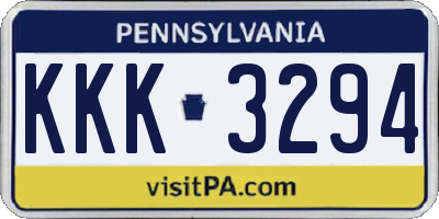 PA license plate KKK3294