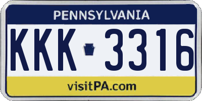 PA license plate KKK3316