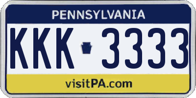 PA license plate KKK3333