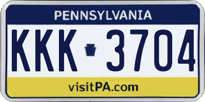 PA license plate KKK3704