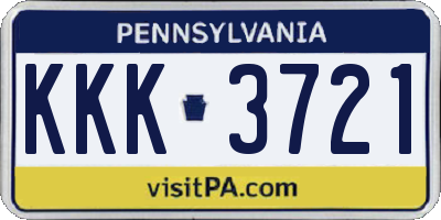 PA license plate KKK3721