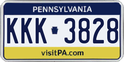 PA license plate KKK3828