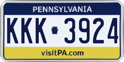 PA license plate KKK3924