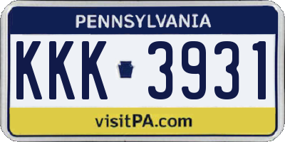 PA license plate KKK3931