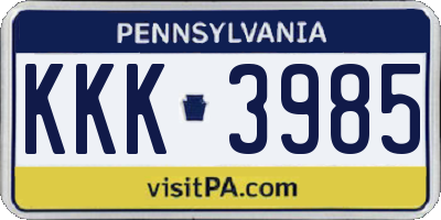 PA license plate KKK3985