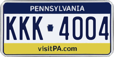 PA license plate KKK4004
