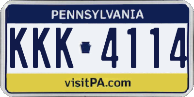 PA license plate KKK4114