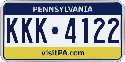PA license plate KKK4122
