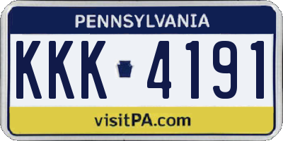 PA license plate KKK4191