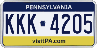 PA license plate KKK4205