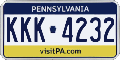 PA license plate KKK4232