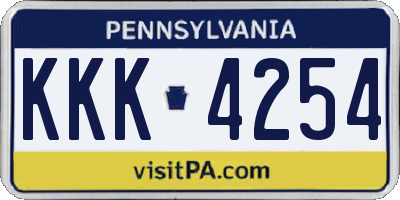 PA license plate KKK4254