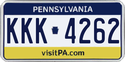 PA license plate KKK4262