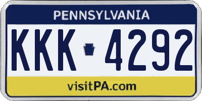 PA license plate KKK4292